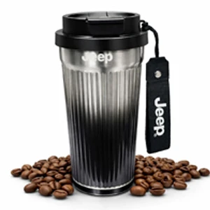 Jeep 550 ml Stainless Steel Thermos with 316 Stainless Steel , Double-Wall Thermal Insulation, Leak-Resistant Dual Drinking Lid, Reusable Straw and Carry Handle for Hot and Cold Beverages (P950NAV558)